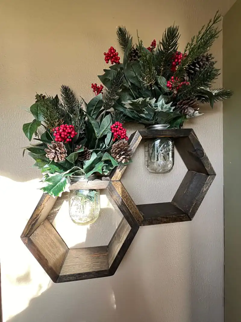 گلدان شش گوش چوبی با لوله شیشه ای (جدیدترین مدل های ترند امسال ۱۴۰۴ - ۲۰۲۵) گلدان شش گوش چوبی با لوله شیشه ای
