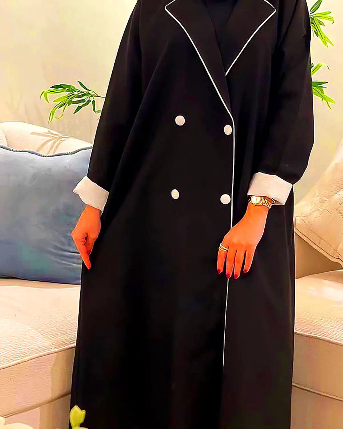 مانتو عبایی شیک مشکی