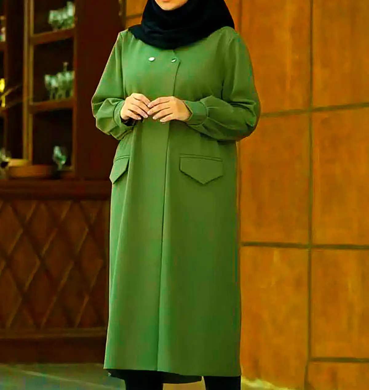 مانتو سبز رنگ شیک