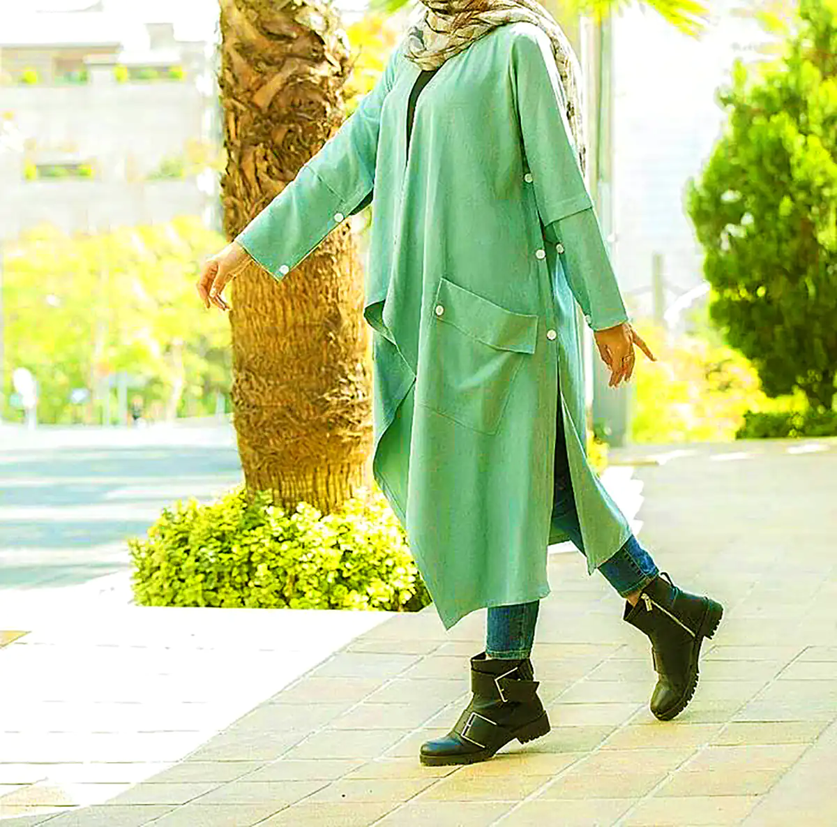 مانتو سبز رنگ شیک