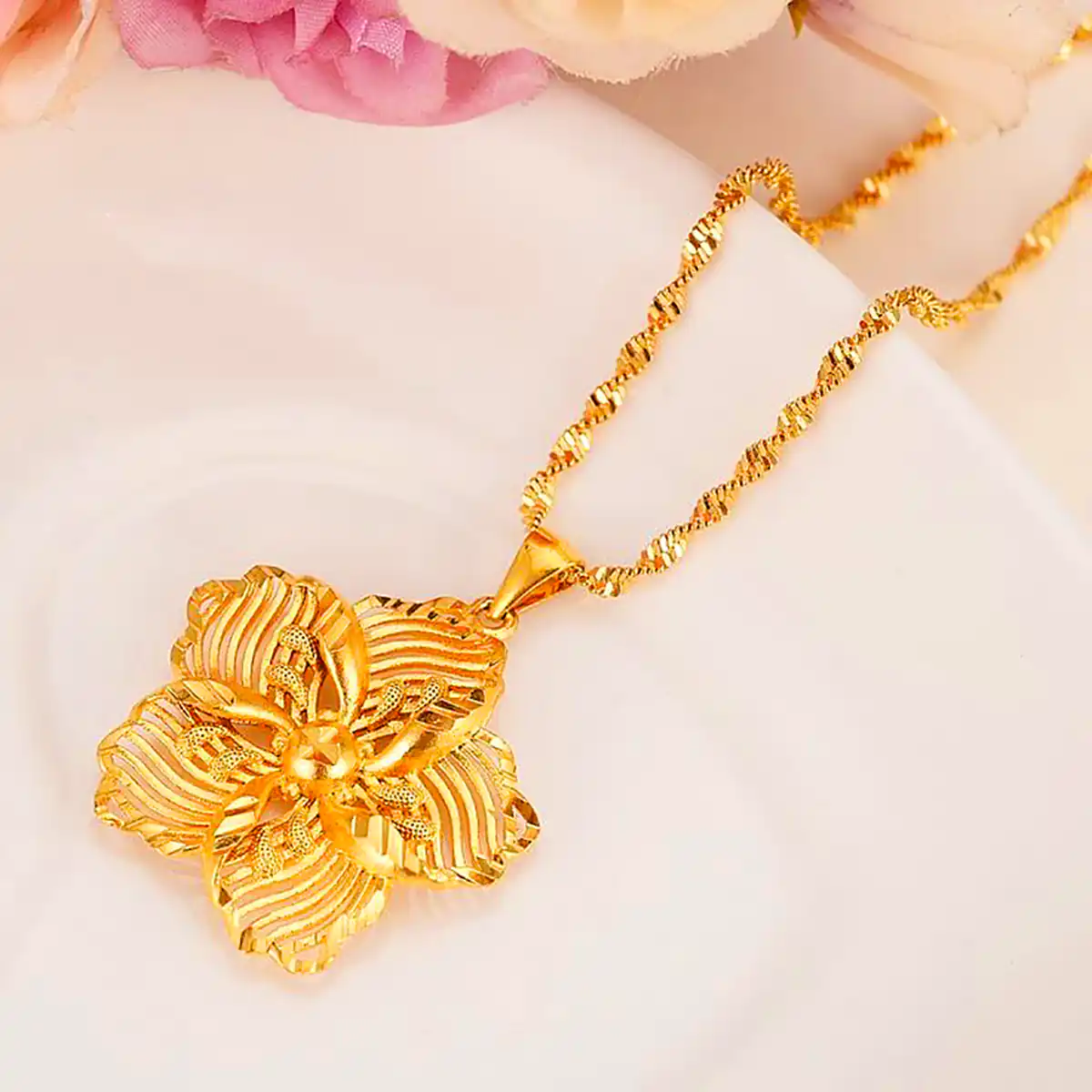 توگردنی طلا طرح گل