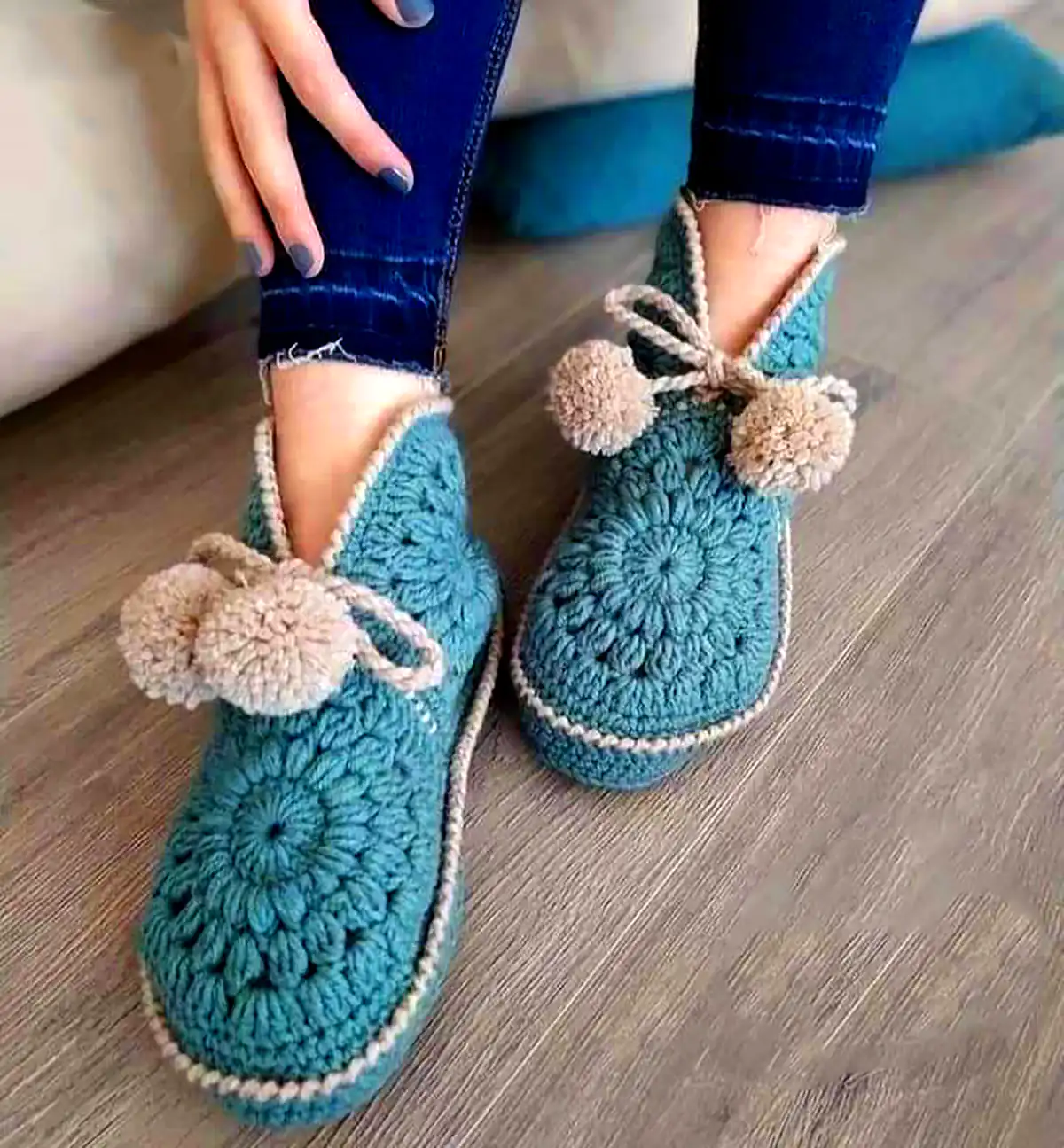پاپوش بافتنی دخترونه