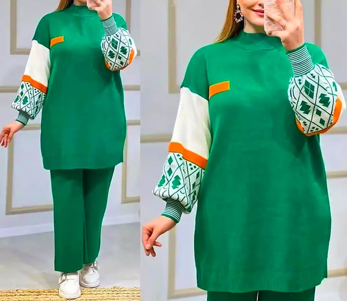 تونیک و شلوار شیک سبز