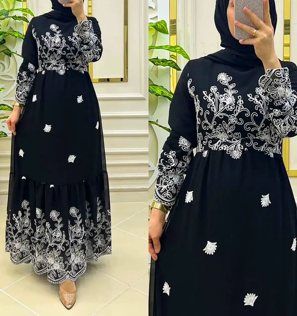 پیراهن یقه گرد نخی ساده