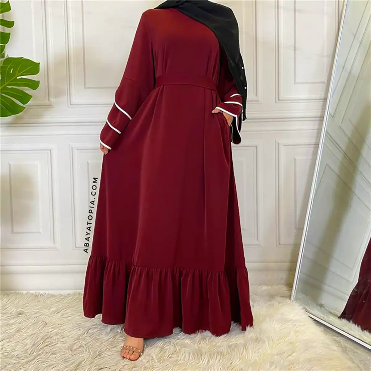 پیراهن یقه گرد نخی ساده