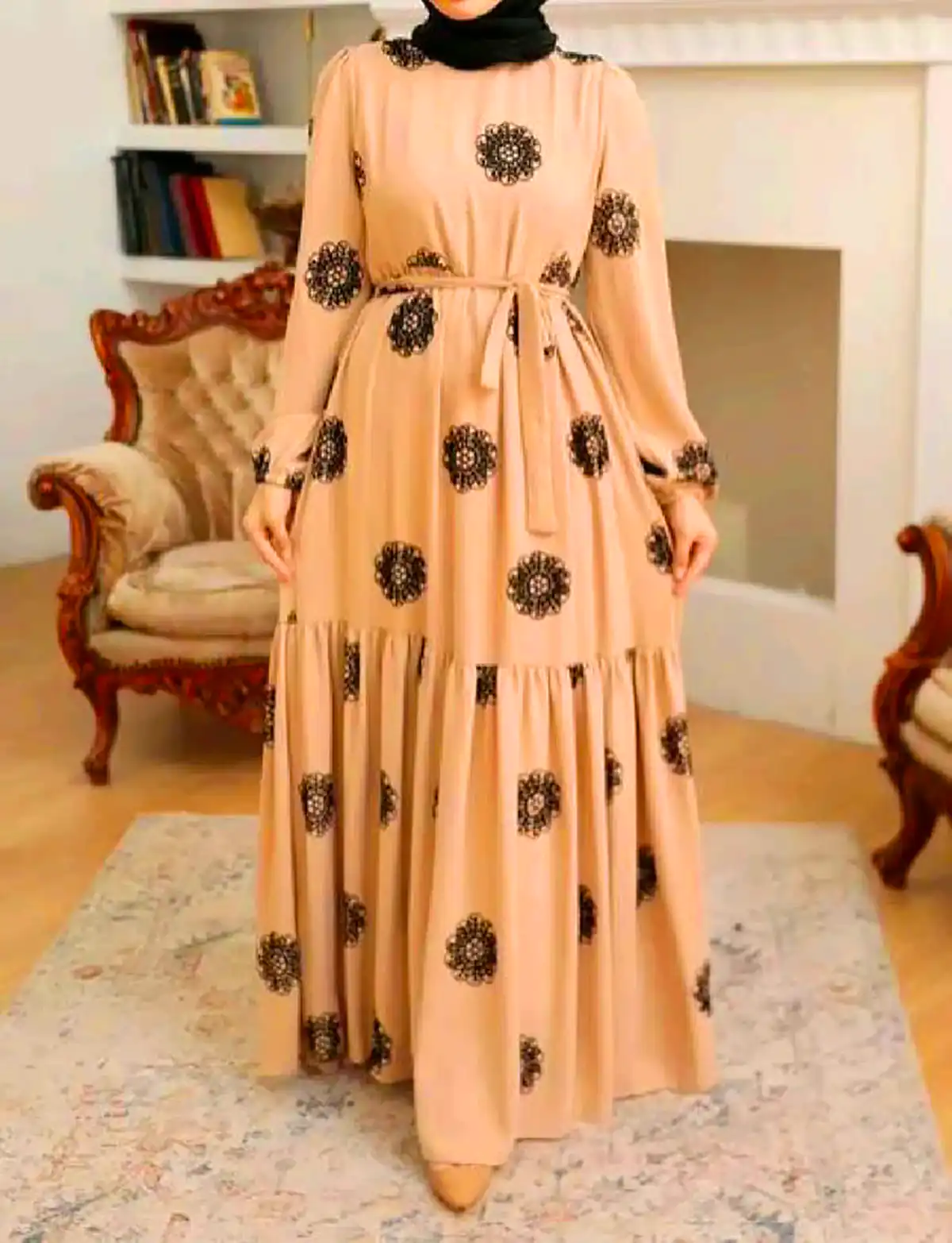 پیراهن یقه گرد نخی ساده