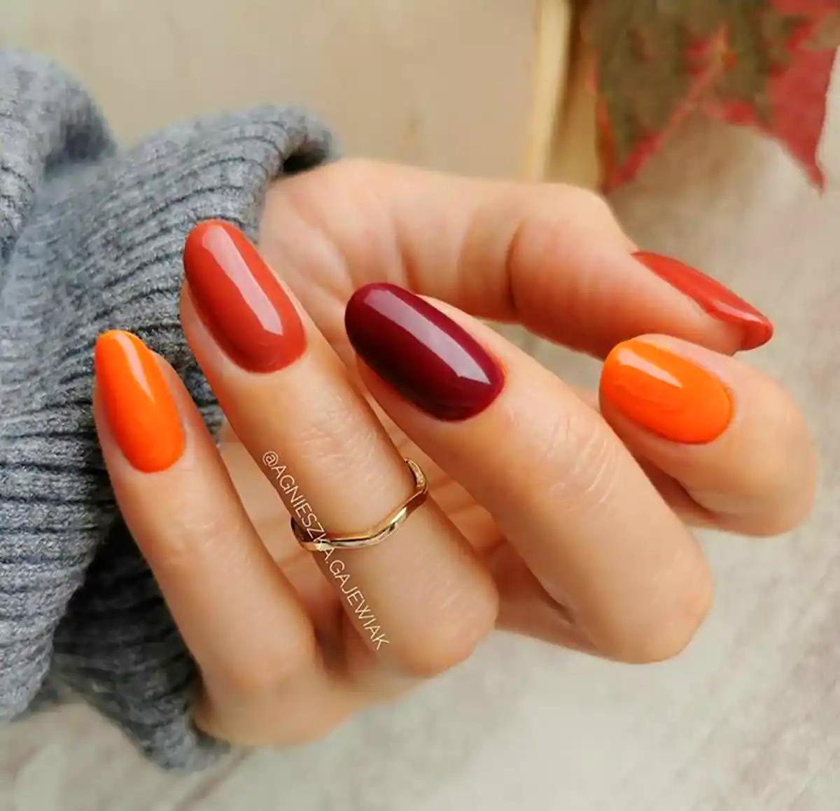 لاک ژل ساده رنگ‌های پاییزی
