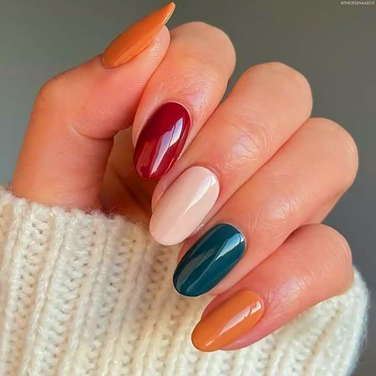 لاک ژل ساده رنگ‌های پاییزی