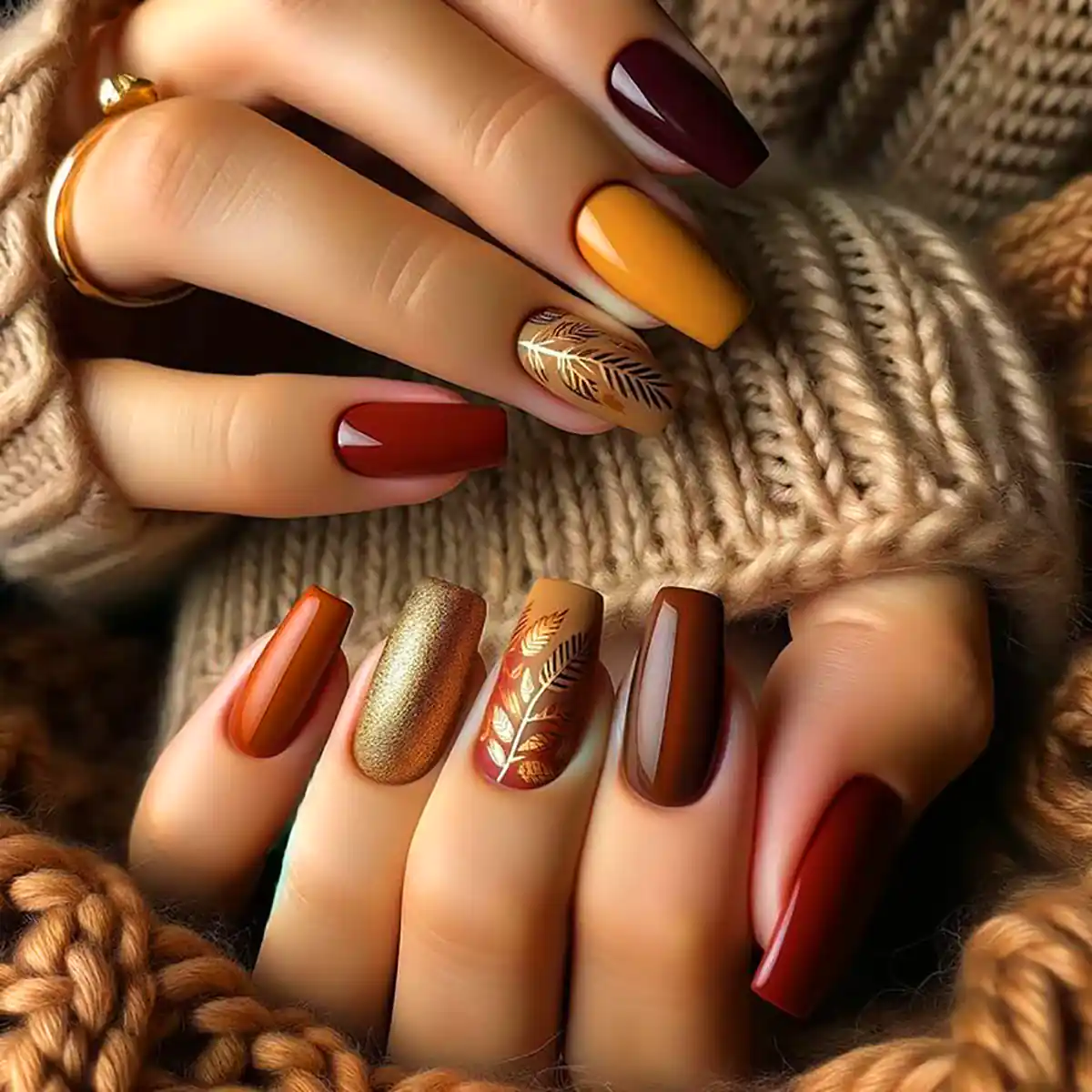 لاک ژل ساده رنگ‌های پاییزی