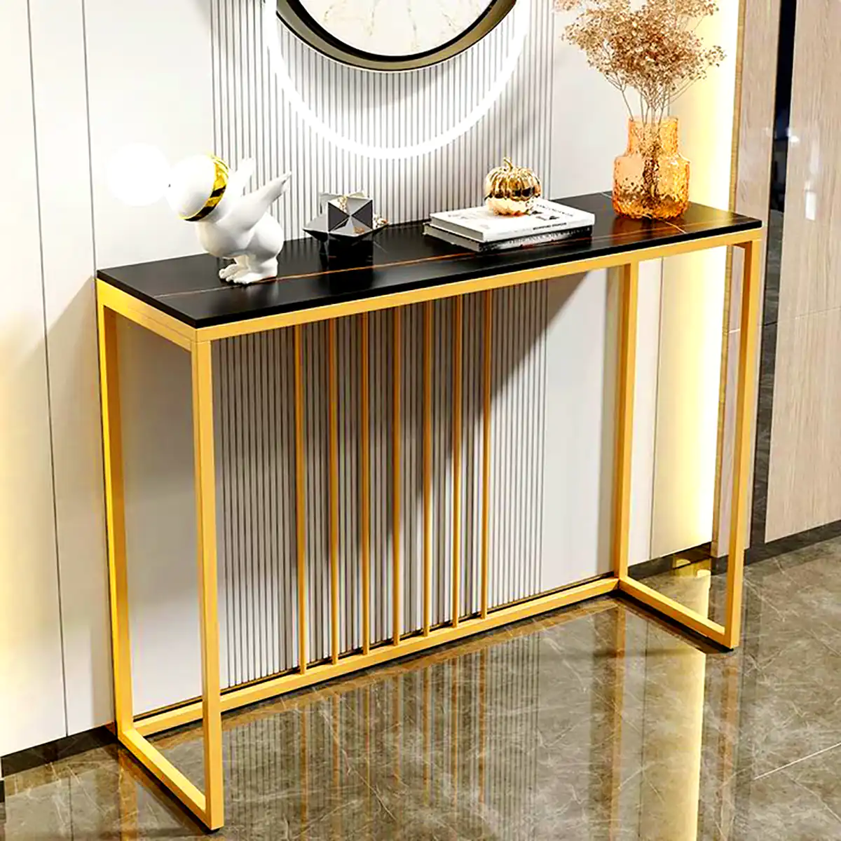 میز کنسول پایه طلایی