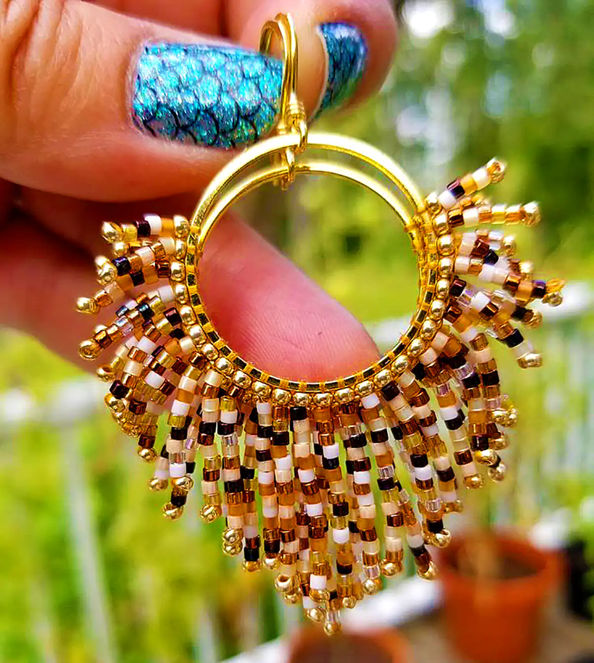 گوشواره رنگی و خلاقانه مهره‌ای 