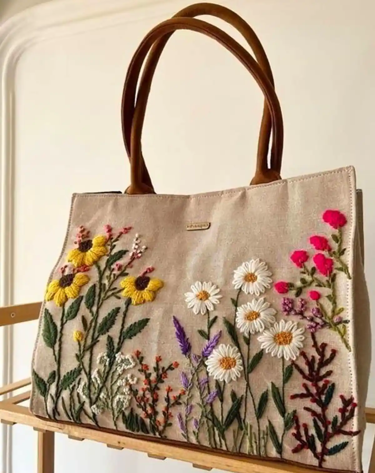 کیف دسته دار کنفی گلدوزی شده