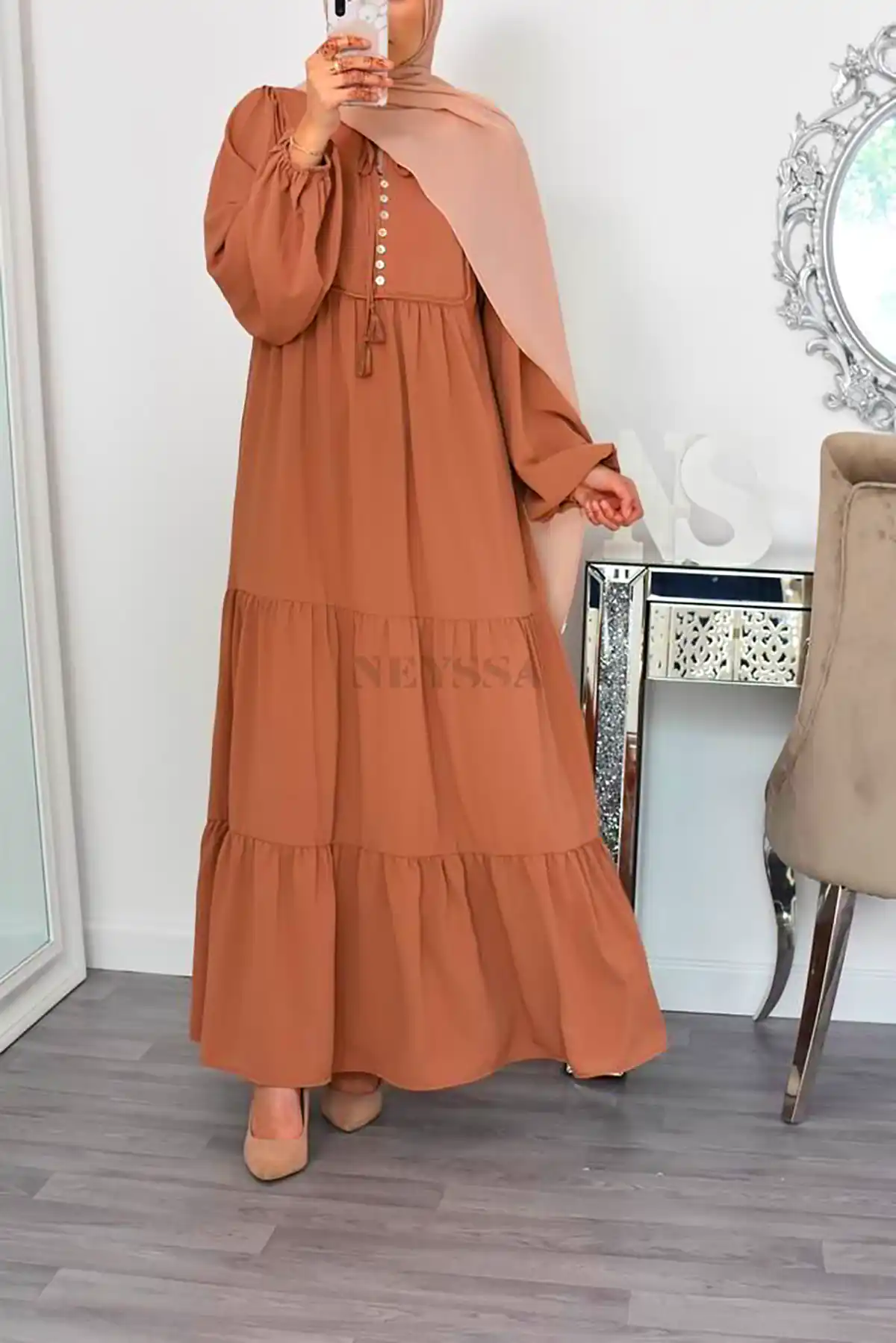 پیراهن نخی پاستیلی زنانه