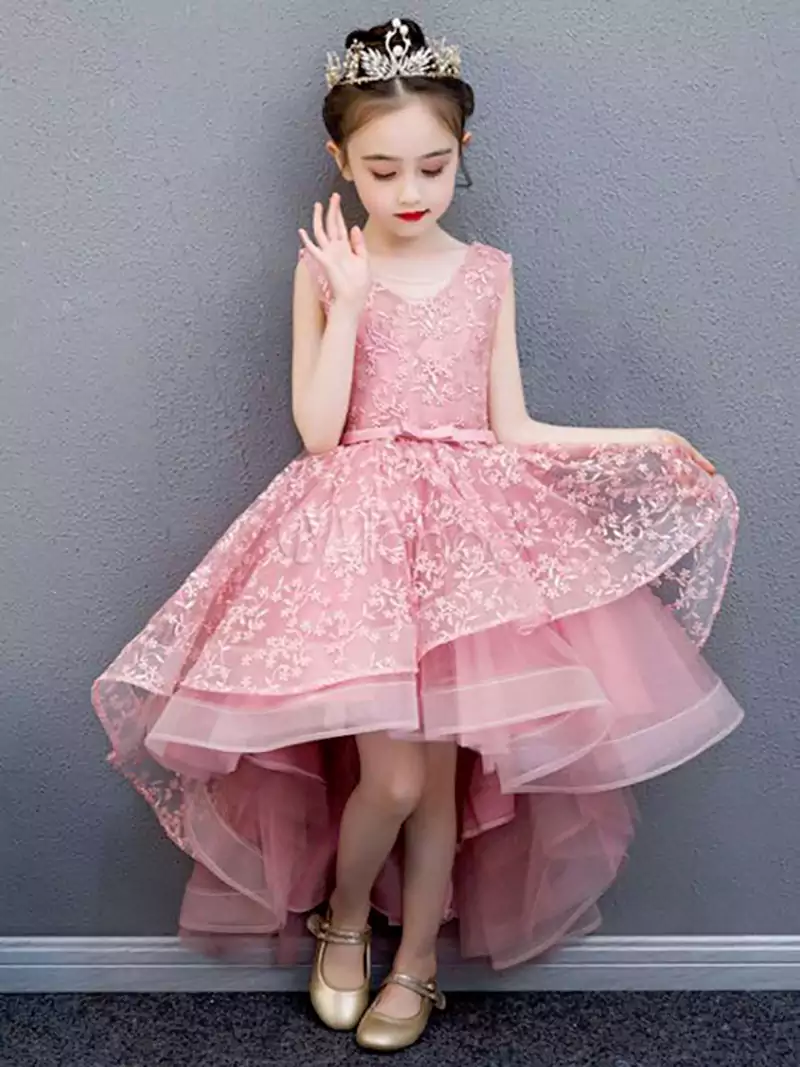 لباس مجلسی عروسکی صورتی بچگانه دخترانه