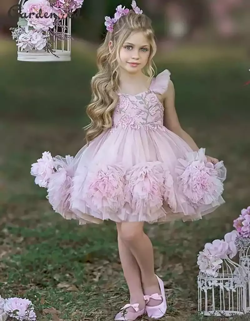 لباس مجلسی عروسکی صورتی بچگانه دخترانه