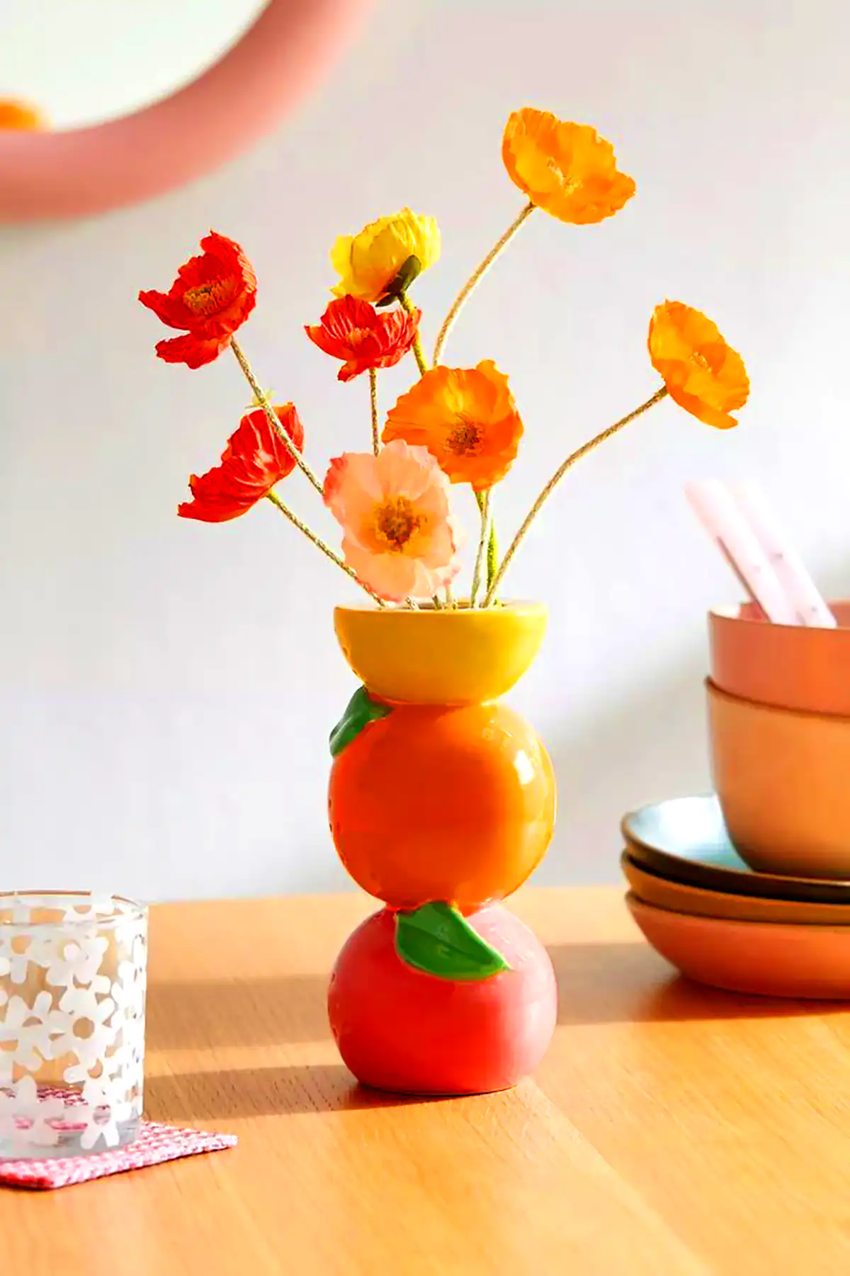 گلدون رنگی لعابی