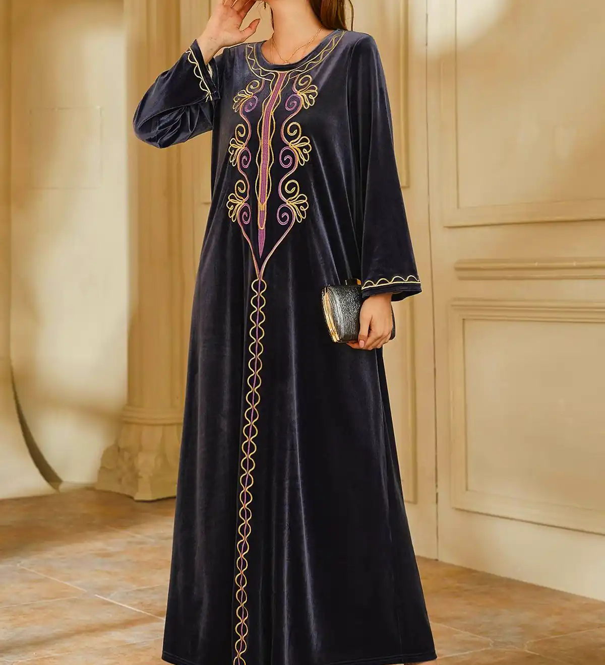 پیراهن مشکی مخمل زنانه