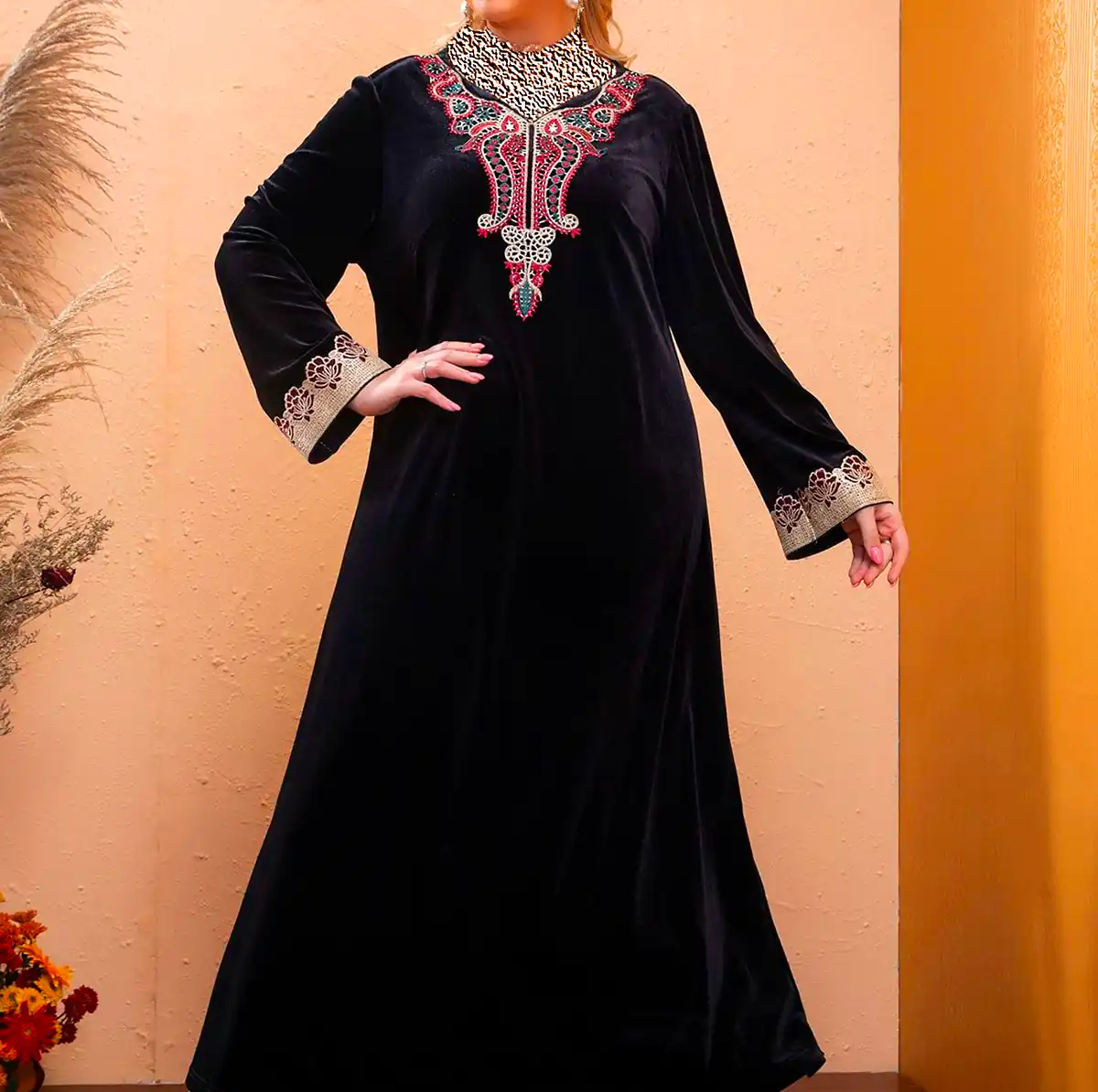 پیراهن مشکی مخمل زنانه