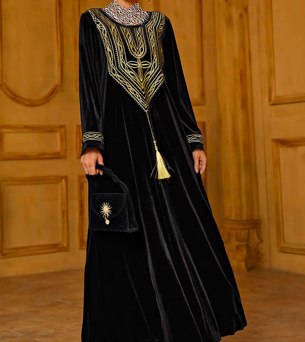 پیراهن مشکی مخمل زنانه