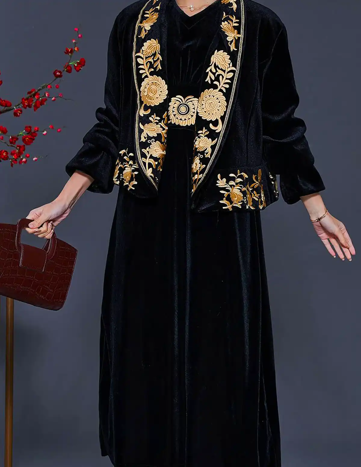 پیراهن مشکی مخمل زنانه