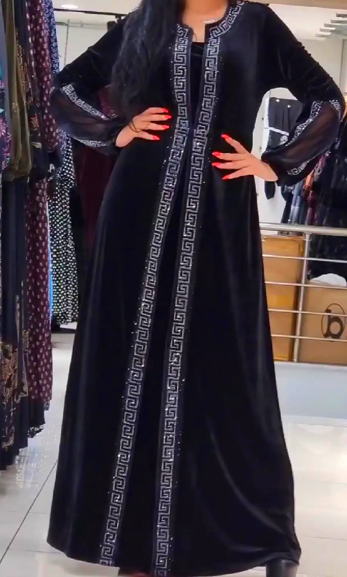 پیراهن مشکی مخمل زنانه