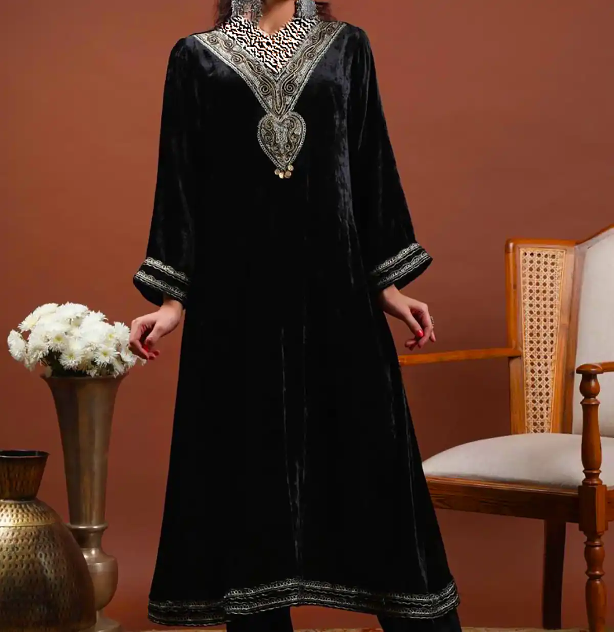 پیراهن مشکی مخمل زنانه