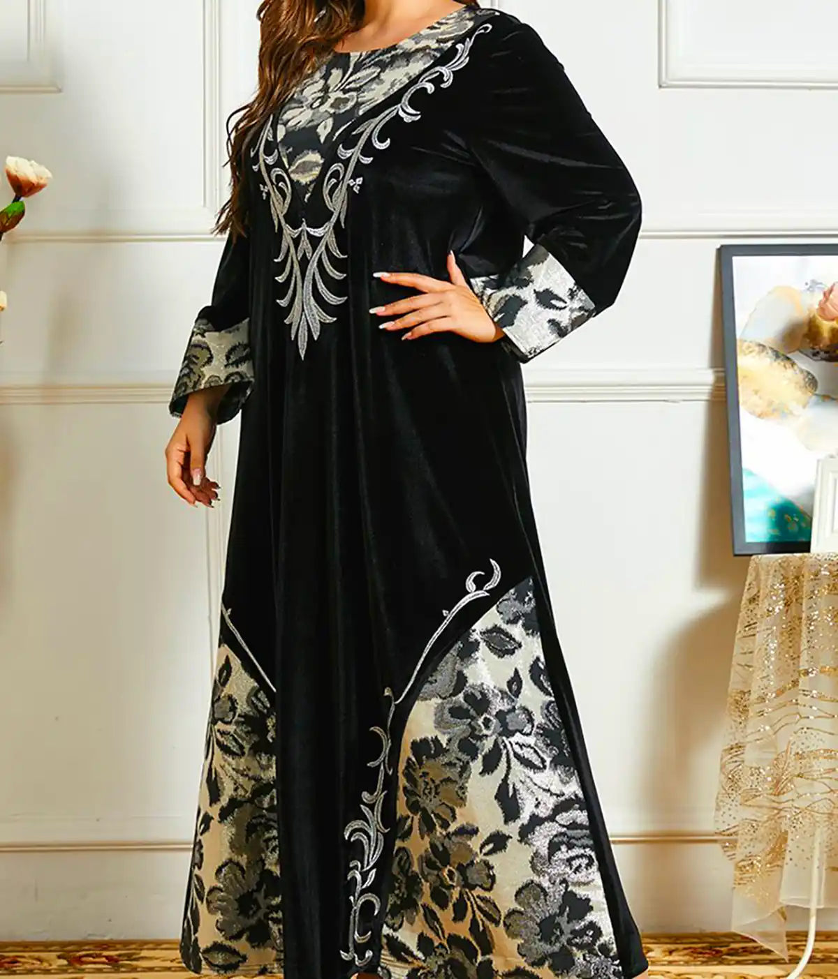 پیراهن مشکی مخمل زنانه