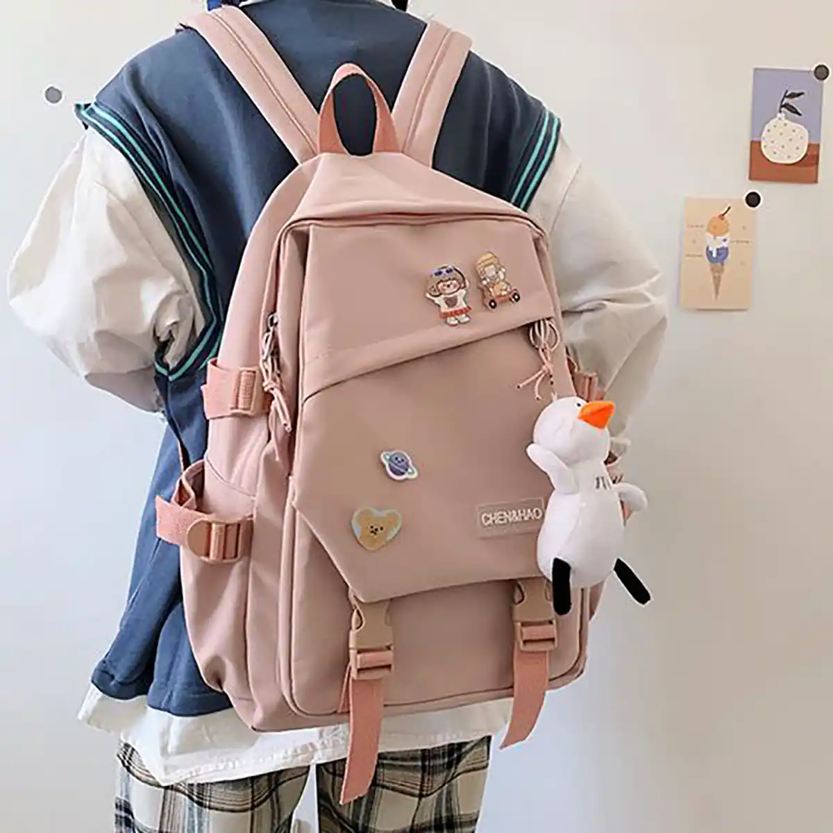 کوله پشتی پارچه ای صورتی