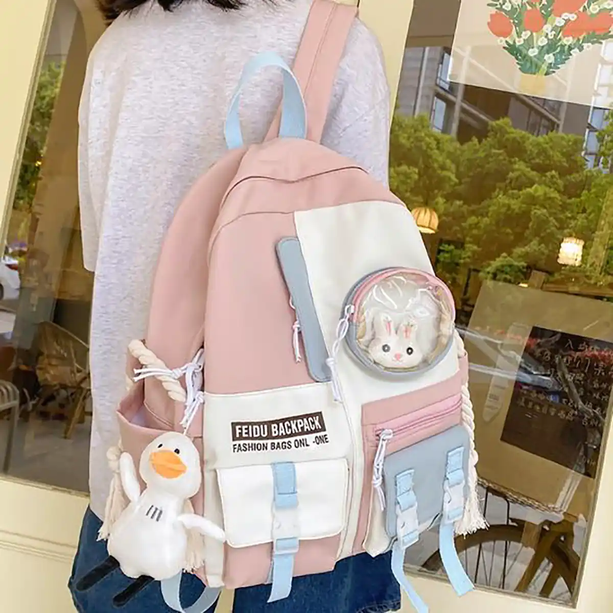 کوله پشتی پارچه ای صورتی