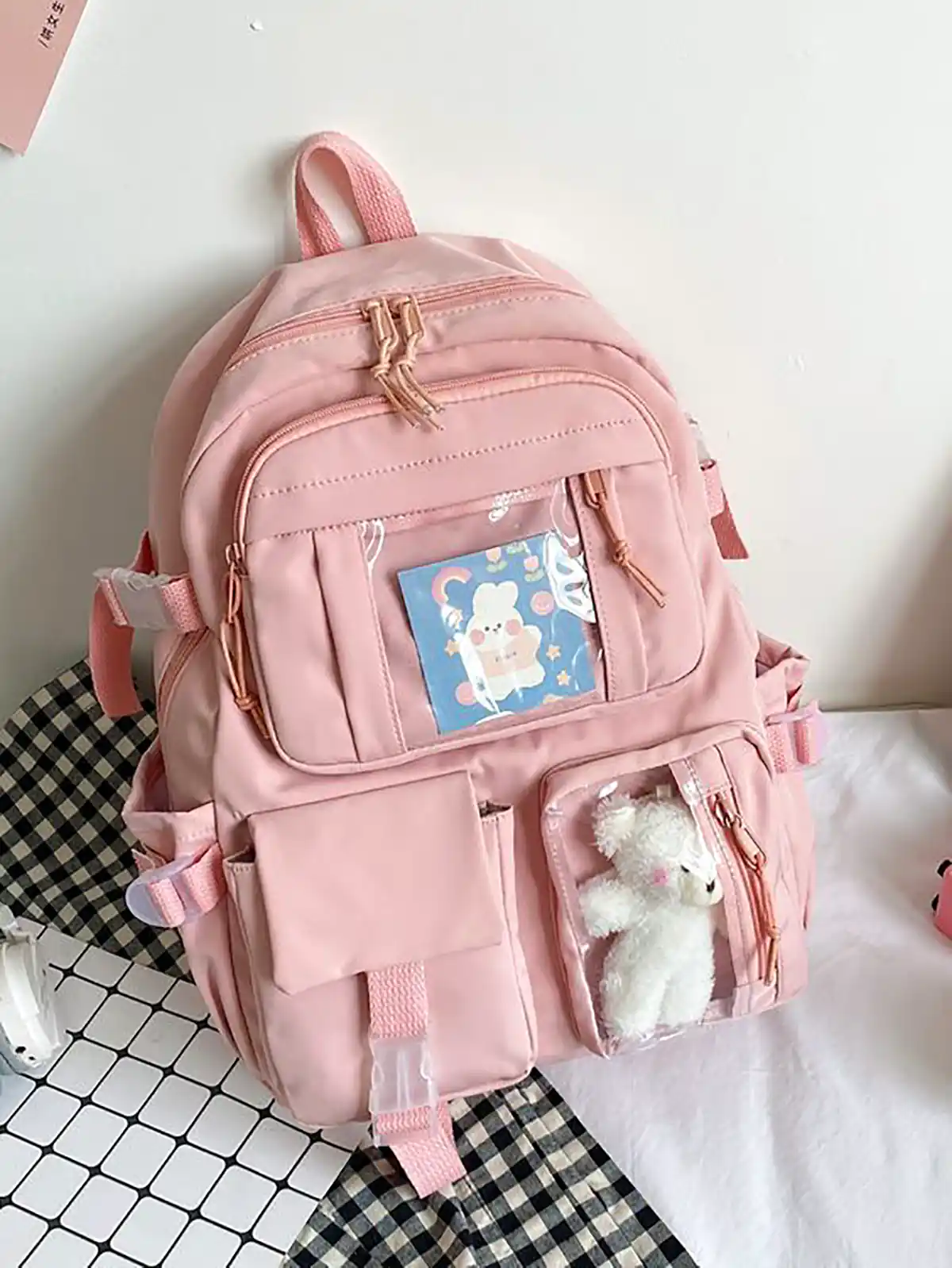 کوله پشتی پارچه ای صورتی