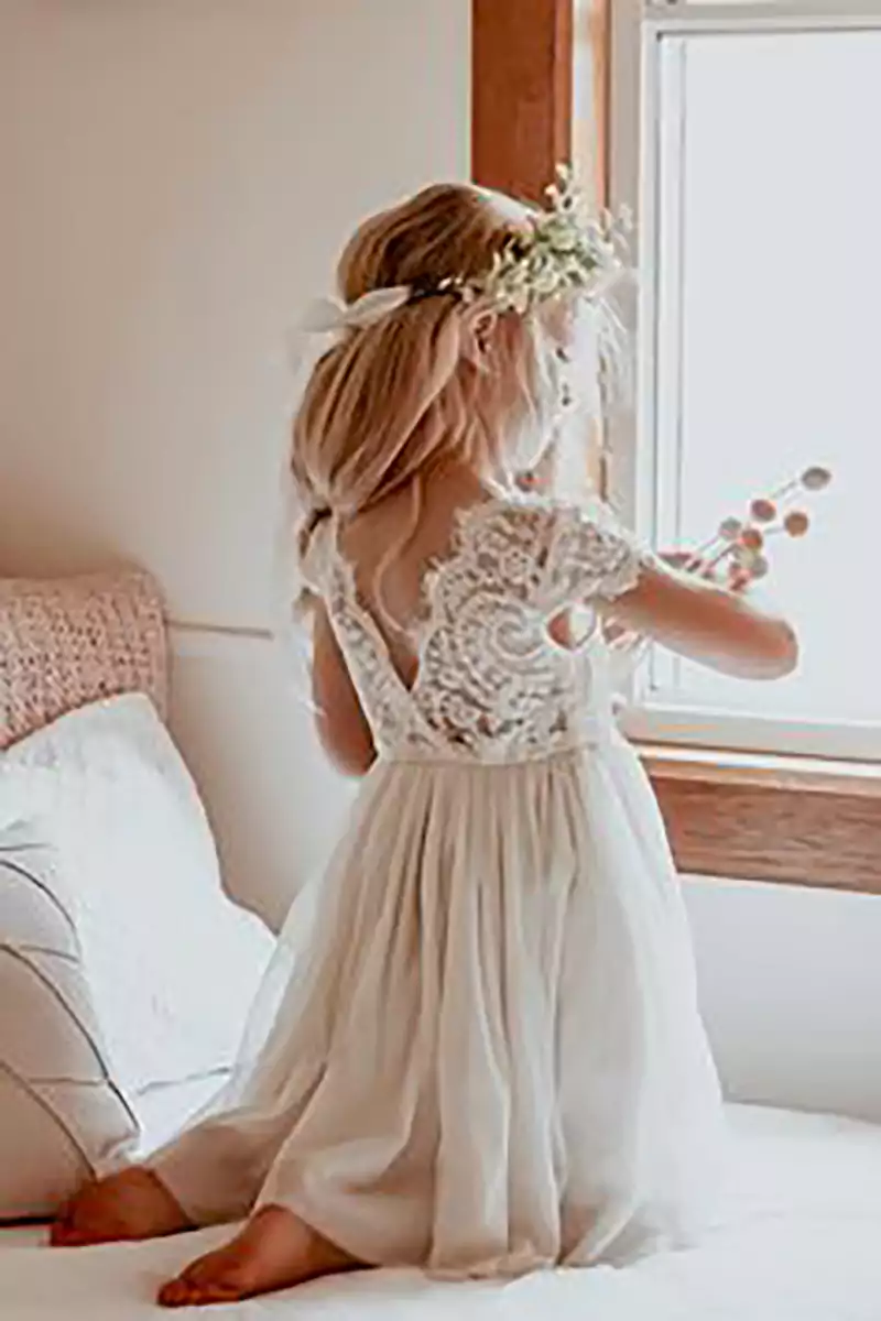 لباس مجلسی عروسکی سفید بچگانه دخترانه