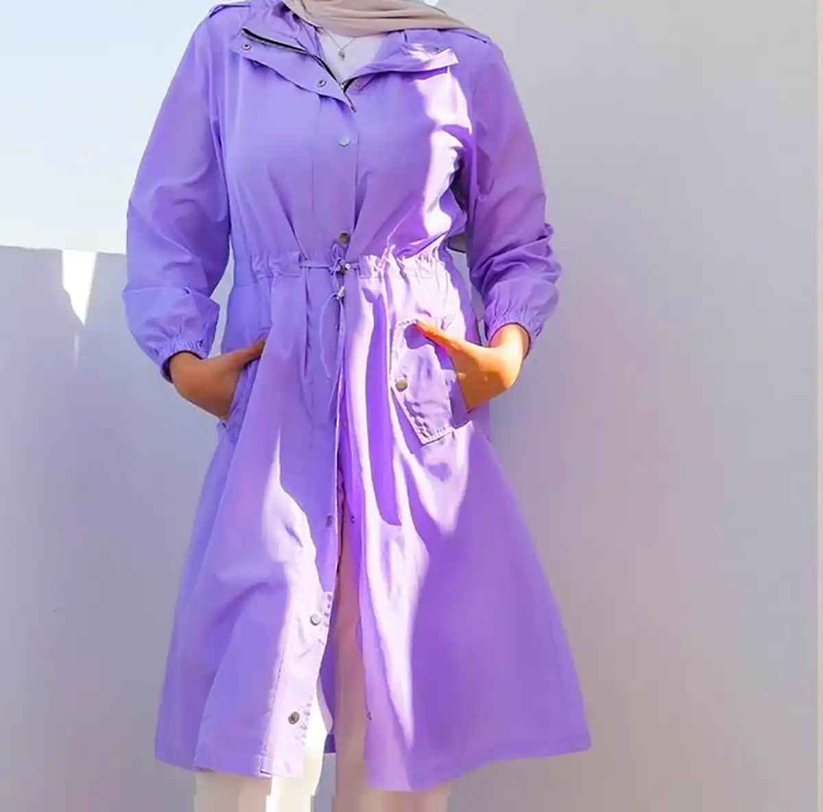مانتو بنفش نخی زنانه