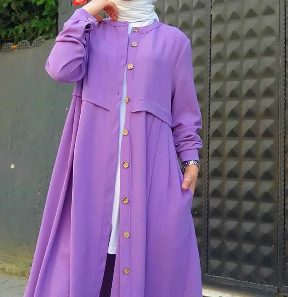 مانتو بنفش نخی زنانه