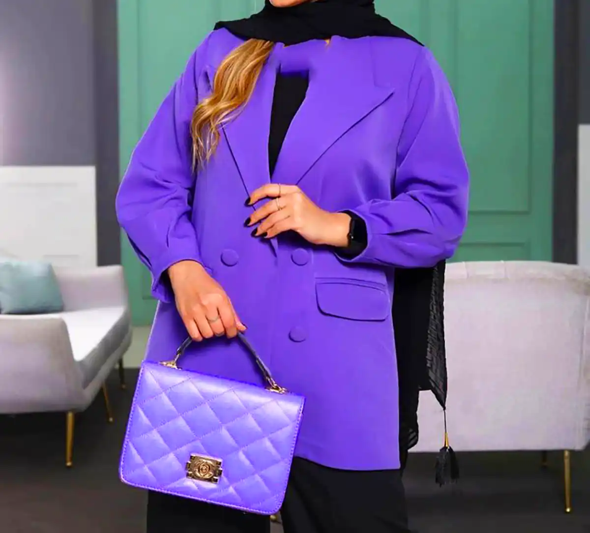 مانتو بنفش نخی زنانه