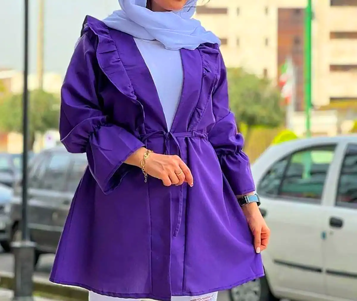 مانتو بنفش نخی زنانه