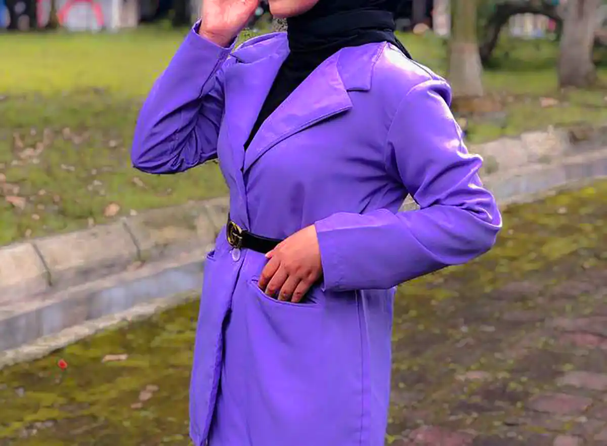 مانتو بنفش نخی زنانه
