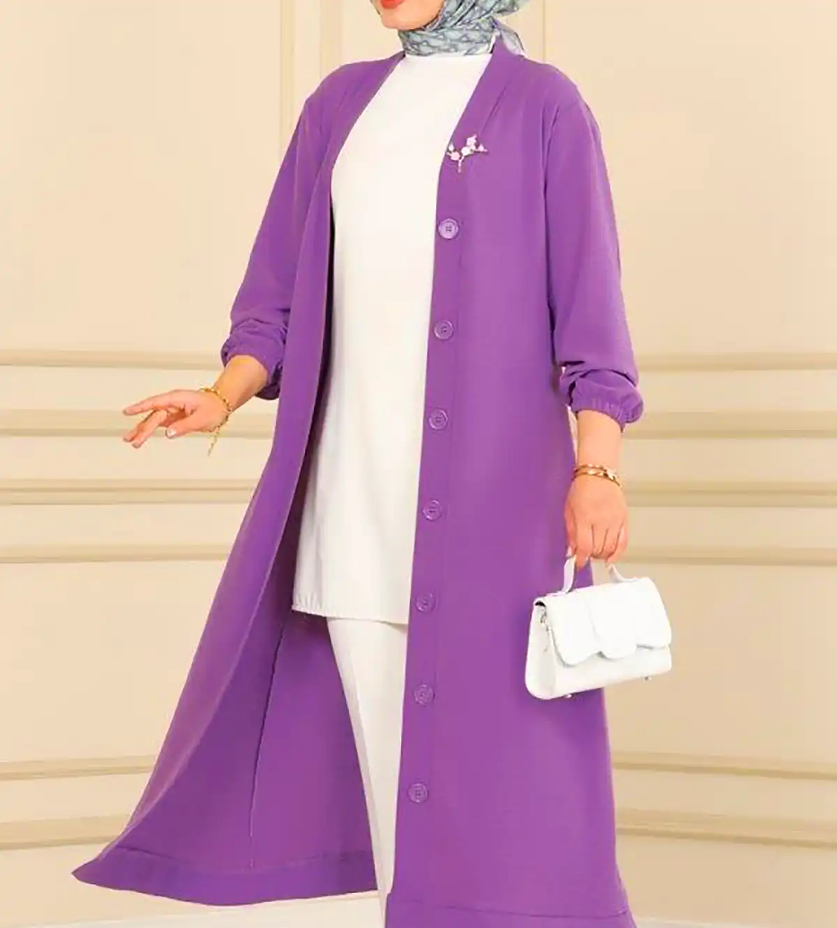 مانتو بنفش نخی زنانه