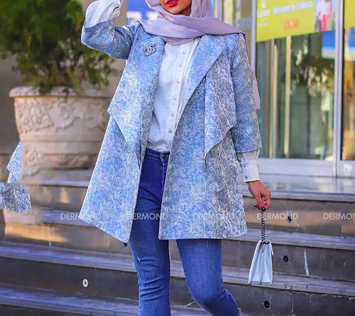 مانتو آبی آسمانی زنانه
