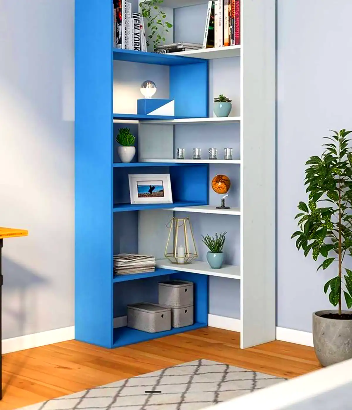 شلف چوبی کنج دیوار