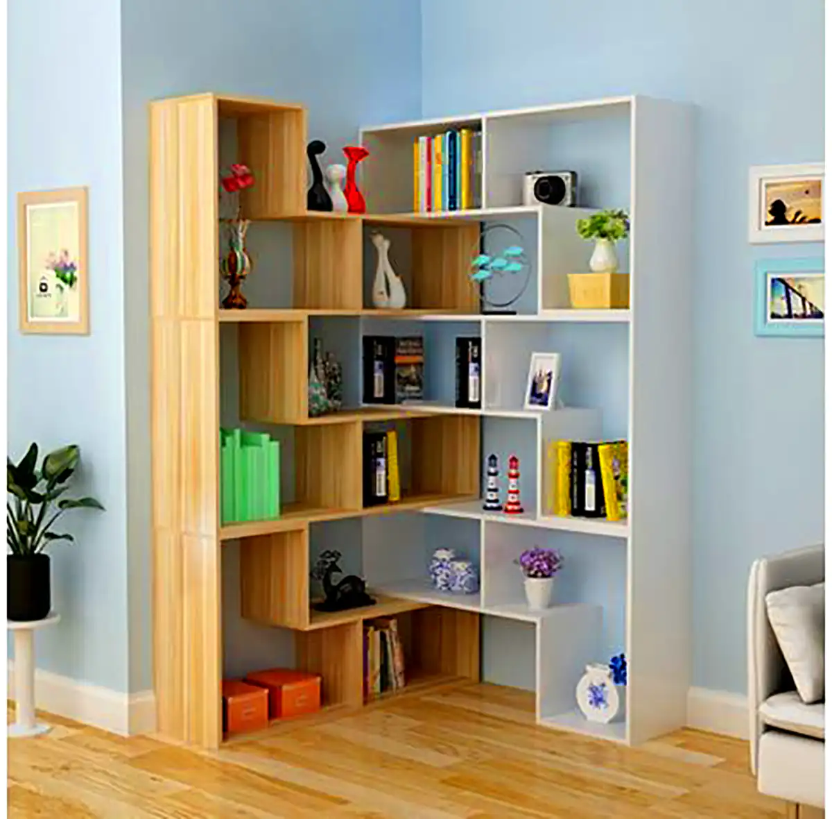 شلف چوبی کنج دیوار
