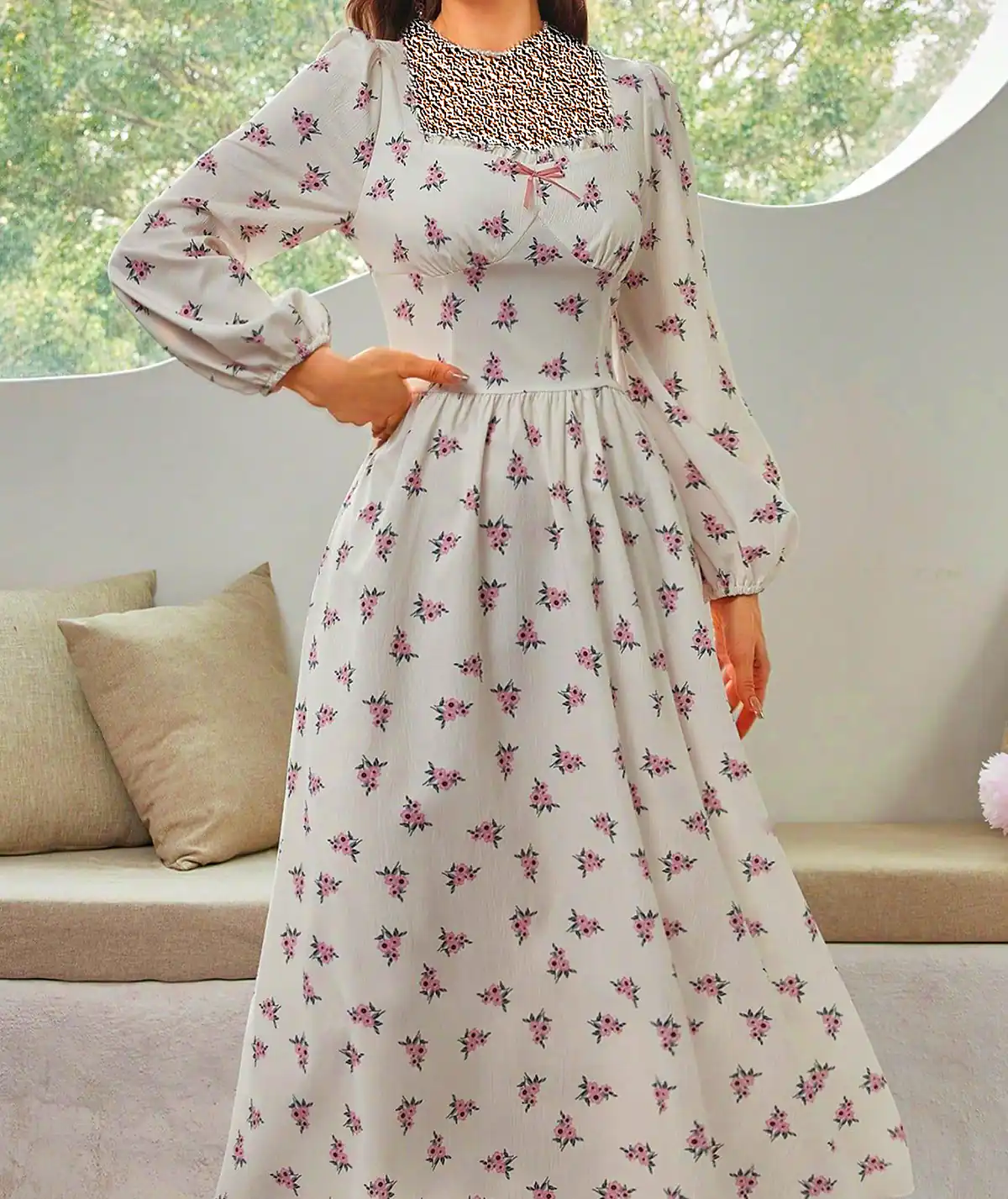 پیراهن چین چینی سفید