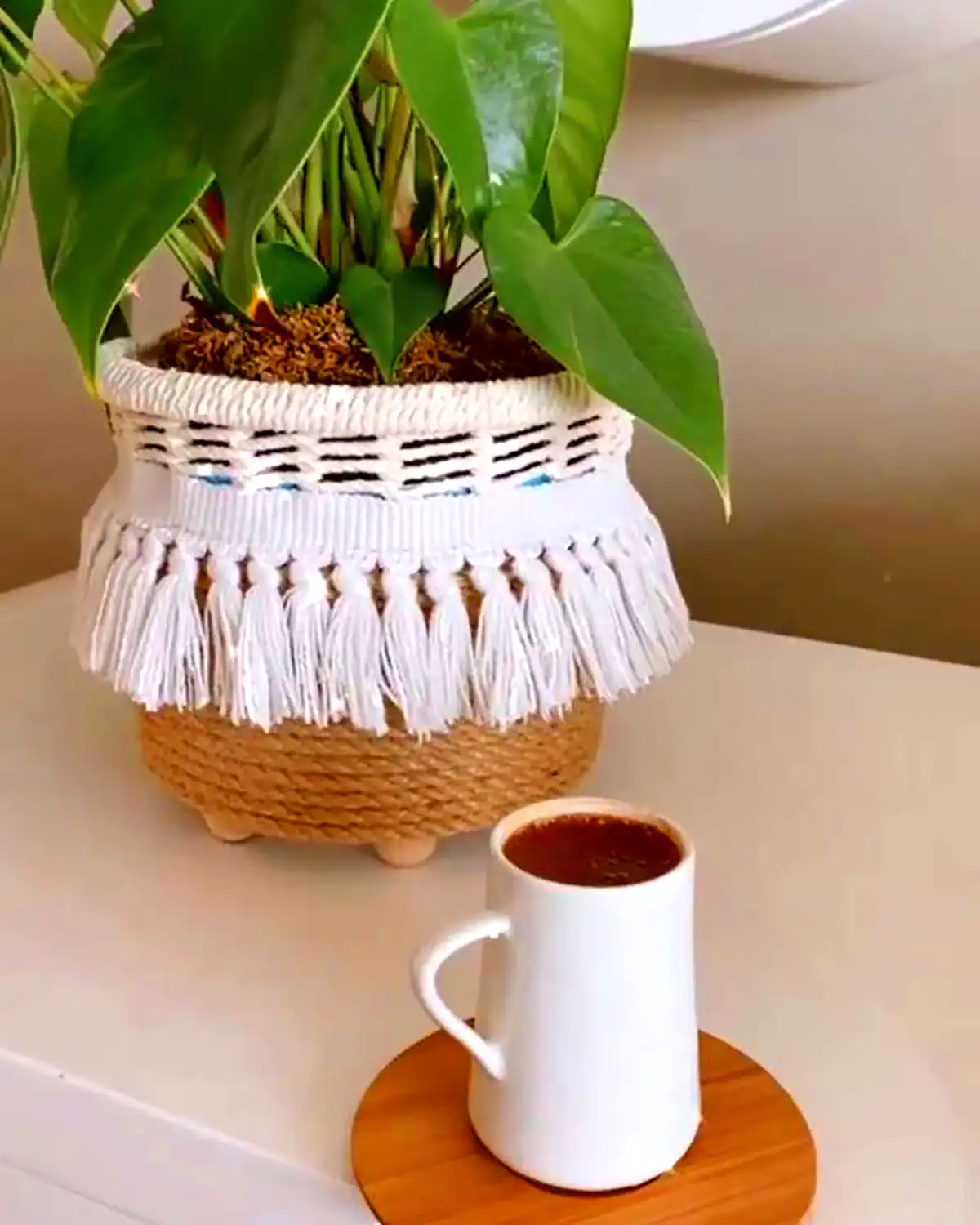 کاور گلدون مکرومه
