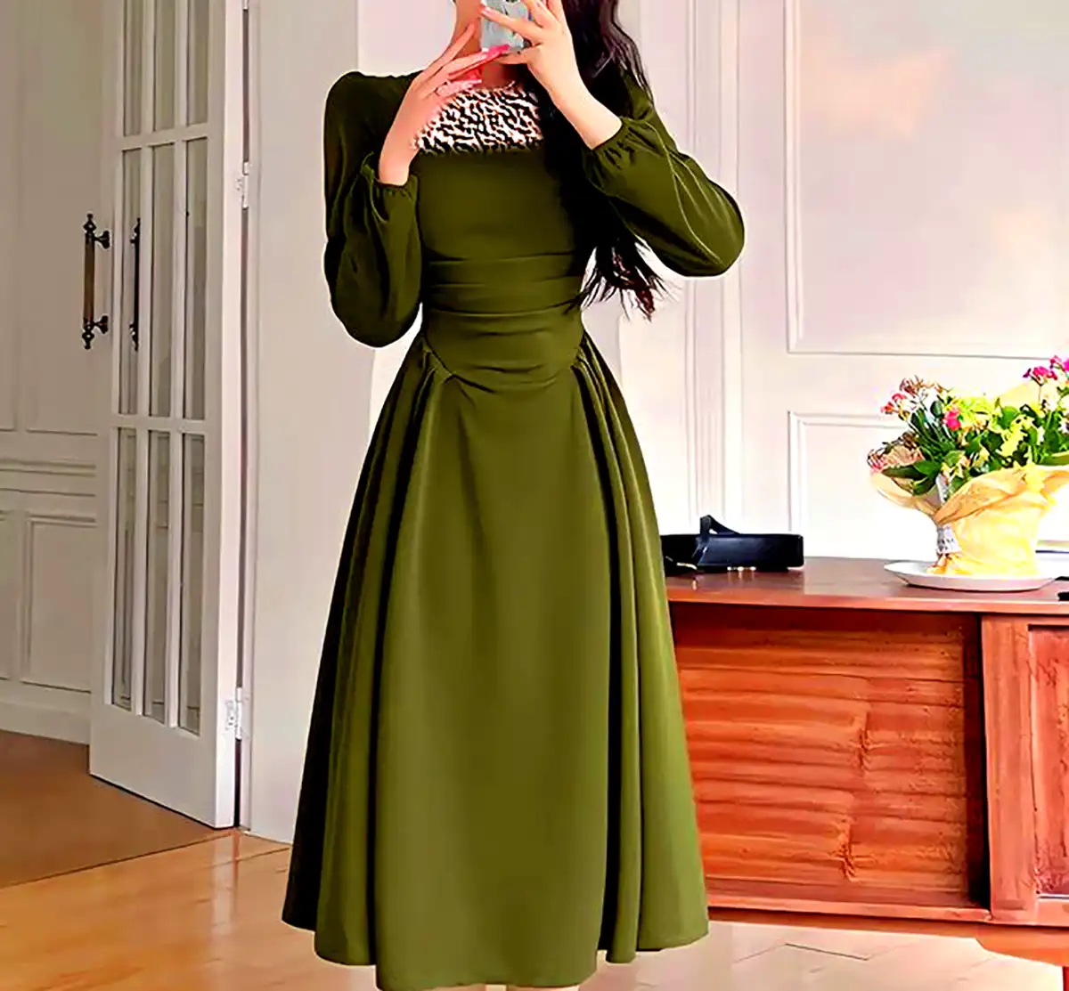 پیراهن میدی سبز خوش رنگ