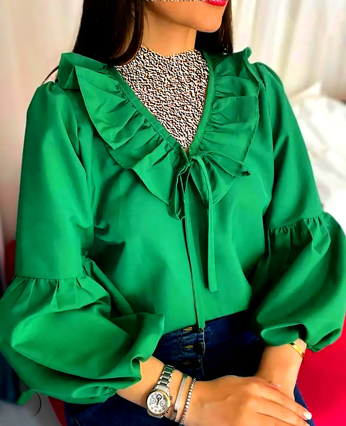 شومیز سبز مجلسی