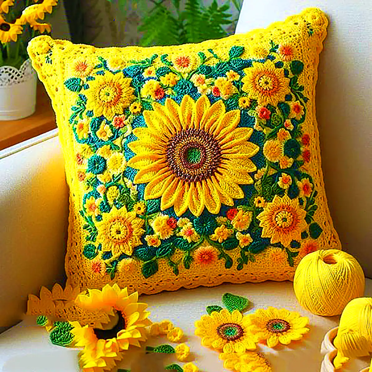 کوسن هنری و زیبا بافتنی