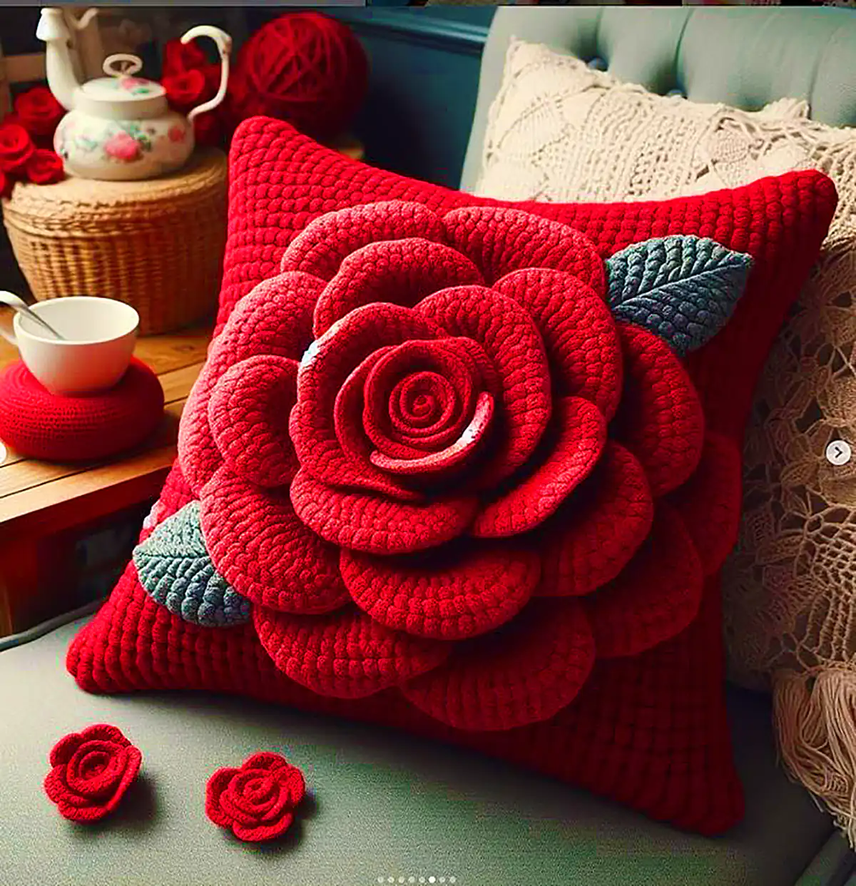 کوسن هنری و زیبا بافتنی
