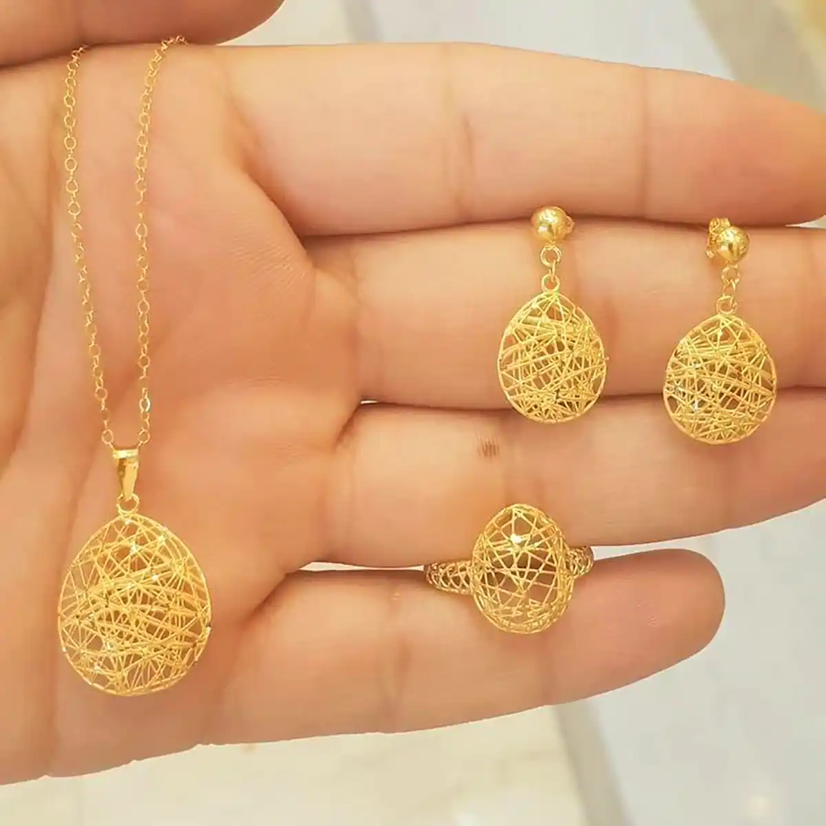 نیم ست طلا حلقه ای مدرن 