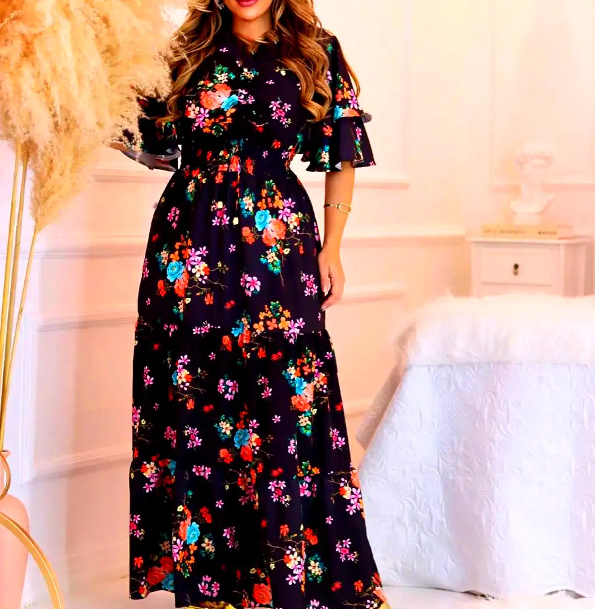 پیراهن گل گلی مجلسی