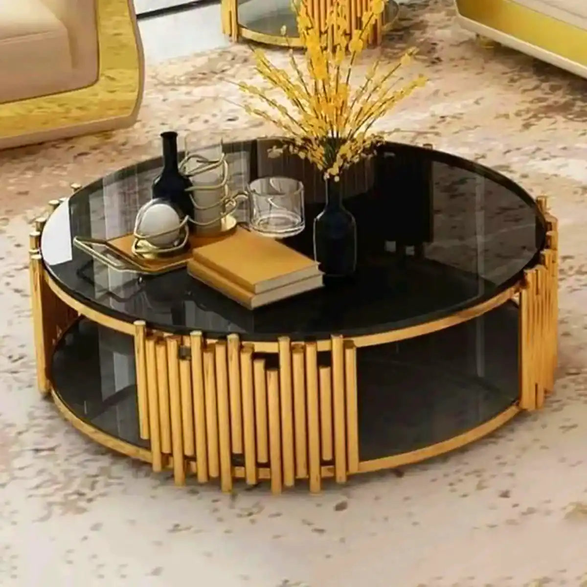 میز عسلی پایه طلایی