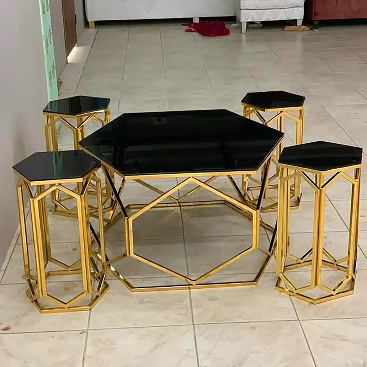 میز عسلی پایه طلایی
